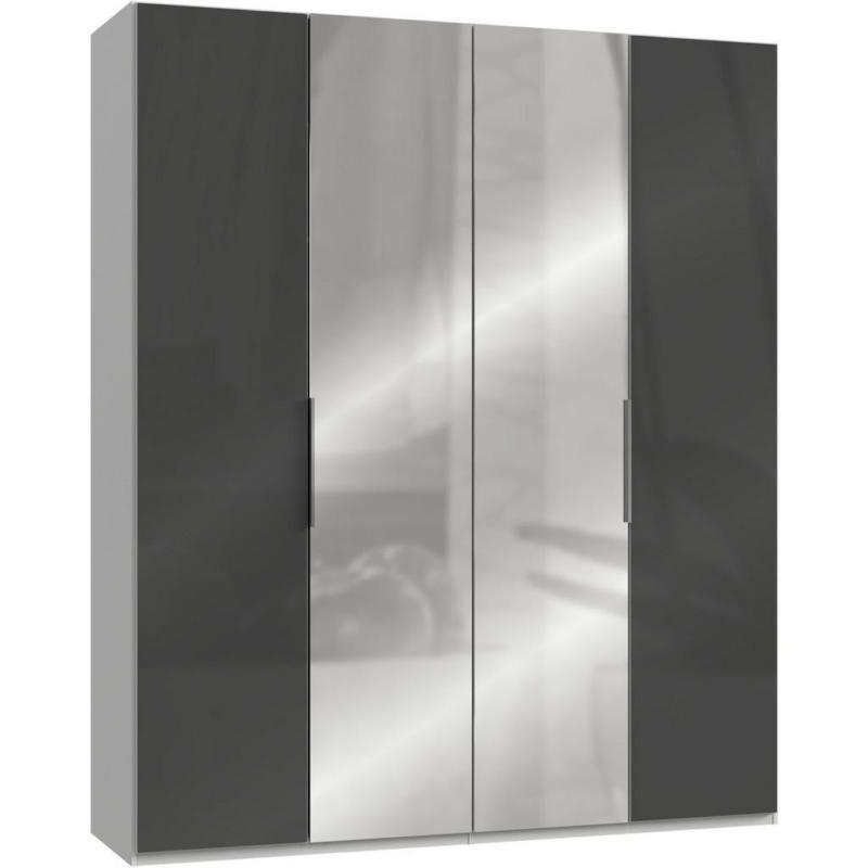 Drehtürenschrank 200cm Level,grau/weiß