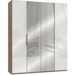 Drehtürenschrank 200cm Level, Weiß/eiche Dekor