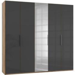 Drehtürenschrank 250cm Level, Grau/Eiche Dekor