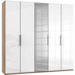 Möbelix Drehtürenschrank 250cm Level, Weiß/eiche Dekor