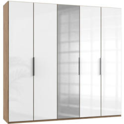 Drehtürenschrank 250cm Level, Weiß/eiche Dekor