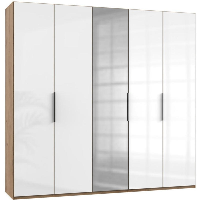 Drehtürenschrank 250cm Level, Weiß/eiche Dekor