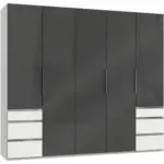 Möbelix Drehtürenschrank 250cm Level, Grau/weiß