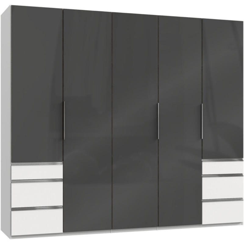 Drehtürenschrank 250cm Level, Grau/weiß