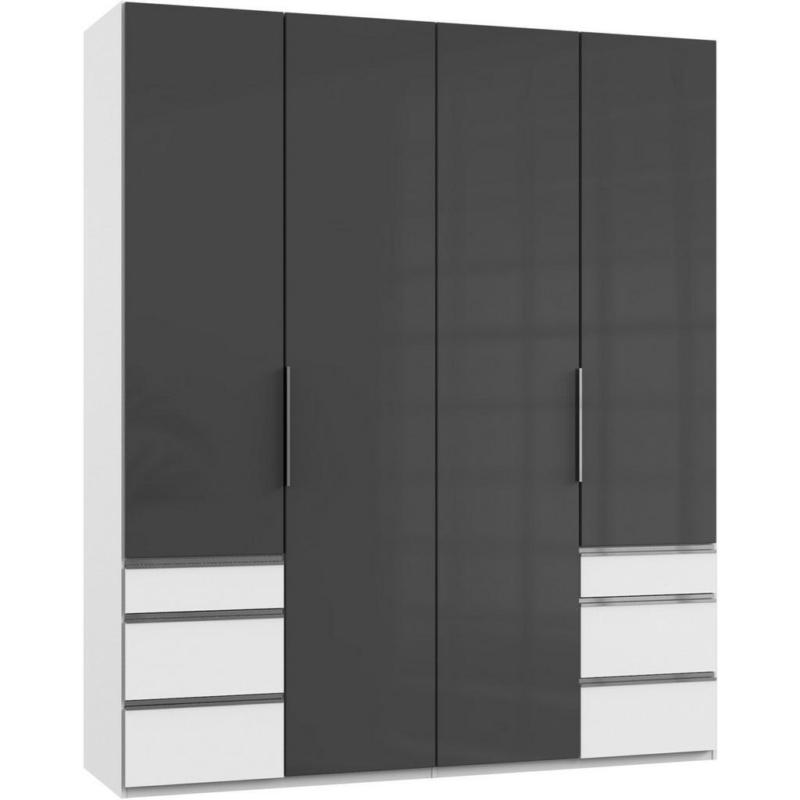 Drehtürenschrank 200cm Level, Grau/weiß