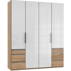 Drehtürenschrank 200cm Level, Weiß/Eiche Dekor