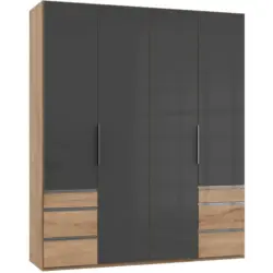 Drehtürenschrank 200cm Level, Grau/eiche Dekor