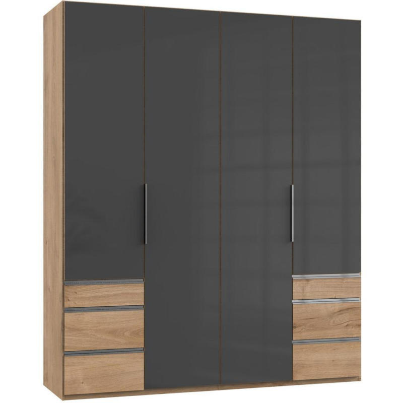 Drehtürenschrank 200cm Level, Grau/Eiche Dekor