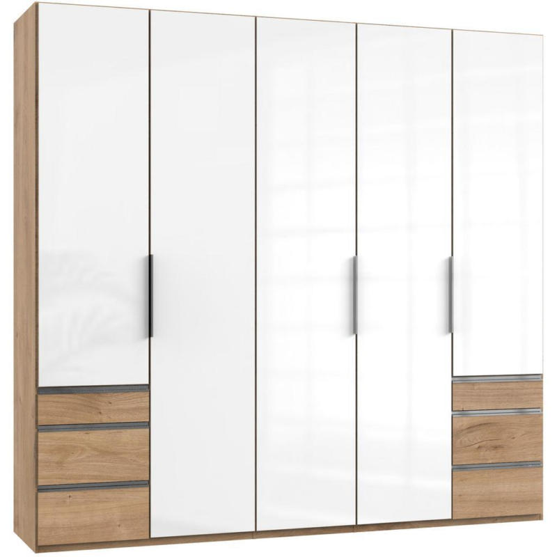 Drehtürenschrank 250cm Level, Weiß/eiche Dekor