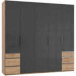 Möbelix Drehtürenschrank 250cm Level, Grau/eiche Dekor