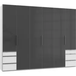 Drehtürenschrank 300cm Level, Grau/weiß