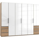 Möbelix Drehtürenschrank 300cm Level, Weiß/eiche Dekor