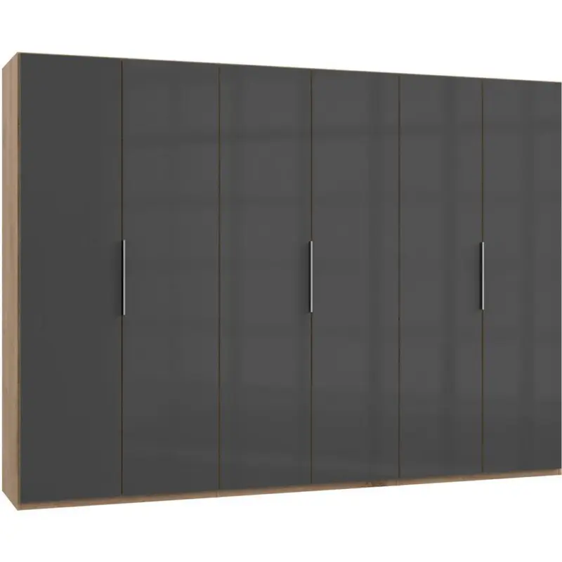 Drehtürenschrank 300cm Level, Grau/eiche Dekor