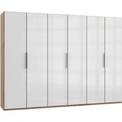 Drehtürenschrank 300cm Level, Weiß/eiche Dekor