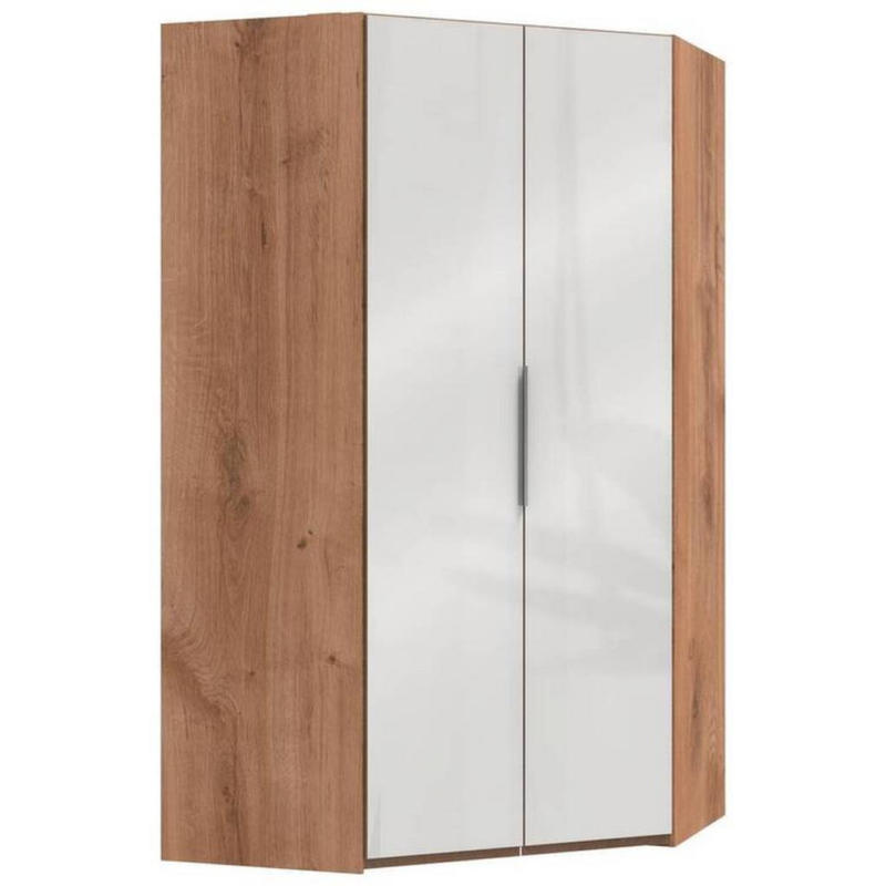 Eckschrank 120cm Level, Weiß/Eiche Dekor