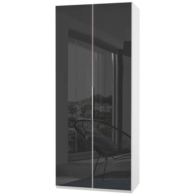 Drehtürenschrank 100cm Level, Grau/weiß