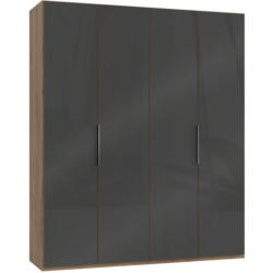 Drehtürenschrank 200cm Level, Grau/Eiche Dekor