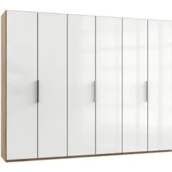 Dreht&uuml;renschrank 300cm Level, Wei&szlig;/eiche Dekor