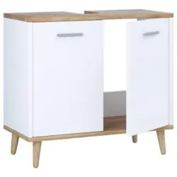 Waschbeckenunterschrank Landos B: 60 Cm Weiß/honigeiche