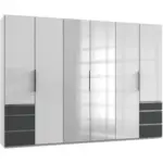 Möbelix Drehtürenschrank 300cm Level, Graphitfarben/weiß