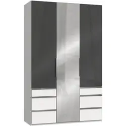 Drehtürenshrank 150cm Level, Grau/weiß