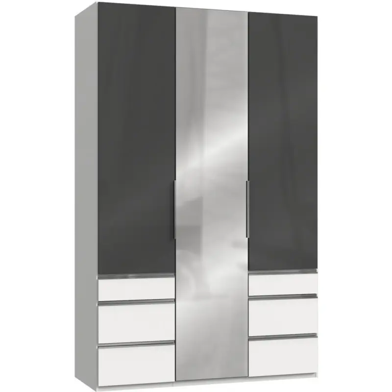 Drehtürenshrank 150cm Level, Grau/weiß