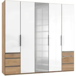 Drehtürenschrank 250cm Level, Weiß/eiche Dekor