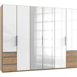 Drehtürenschrank 300cm Level, Weiß/eiche Dekor