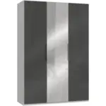 Möbelix Drehtürenschrank 150cm Level, Weiß/grau
