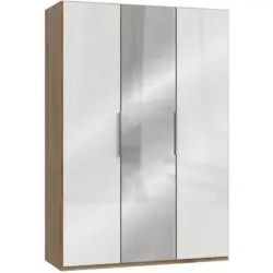 Drehtürenschrank 150cm Level, Weiß/eiche Dekor