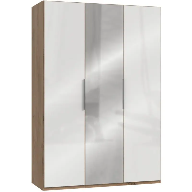 Drehtürenschrank 150cm Level, Weiß/eiche Dekor