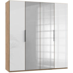 Drehtürenschrank 200cm Level, Weiß/eiche Dekor