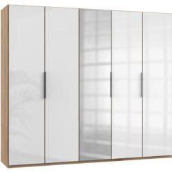 Drehtürenschrank 250cm Level, Weiß/Eiche Dekor