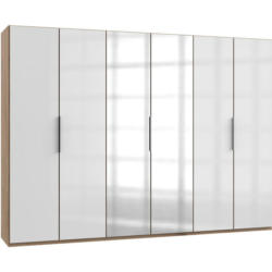 Drehtürenschrank 300cm Level, Weiß/eiche Dekor