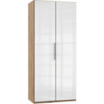 Möbelix Drehtürenschrank 100cm Level, Weiß/eiche Dekor
