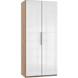Drehtürenschrank 100cm Level, Weiß/eiche Dekor
