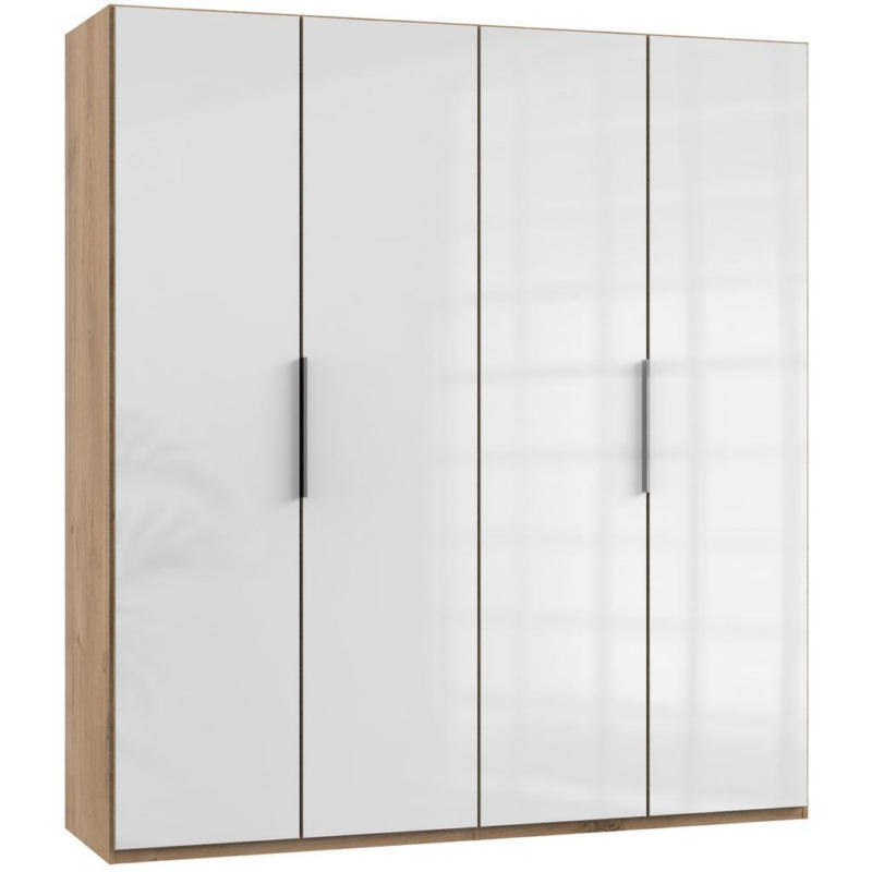 Drehtürenschrank200cm Level, Weiß/Eiche Dekor