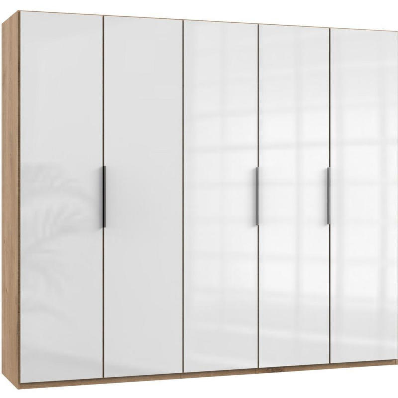 Drehtürenschrank 250cm Level, Weiß/eiche Dekor