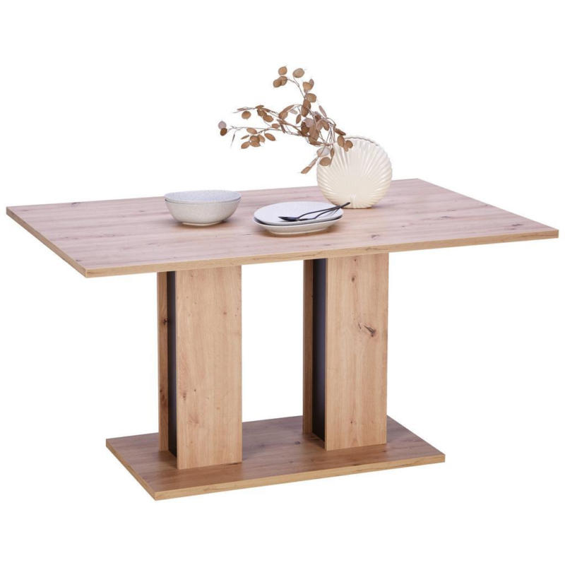 Esstisch Aron 138x90 cm Eiche Artisan Dekor/Schwarz