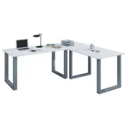 Eckschreibtisch Lona Bxh: 50x76 Cm Silber/weiß