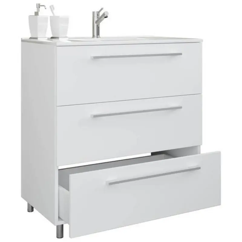 Waschbecken Mit Unterschrank Schubo B: 80 Cm Weiß