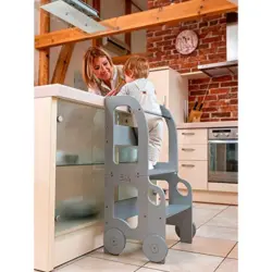 Hochstuhl Car Step Stool Aus Holz Grau