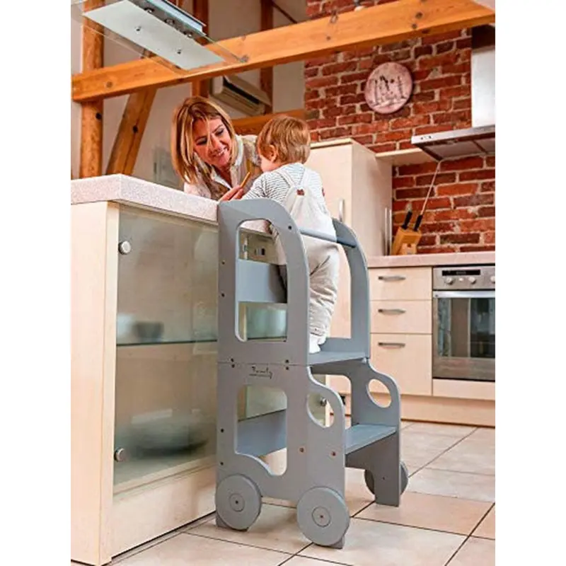 Hochstuhl Car Step Stool Aus Holz Grau