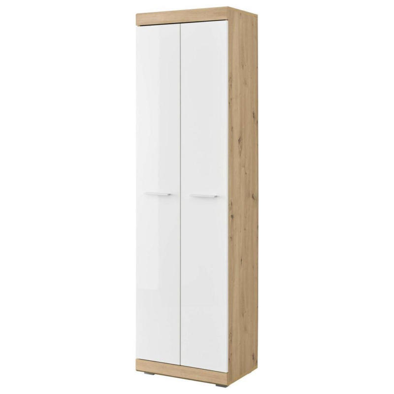 Garderobenschrank Nola Eiche Artisan/Weiß B: 55 cm