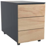 Möbelix Rollcontainer Anthrazit/ Eiche Dekor Dalrosa 39x55x70cm