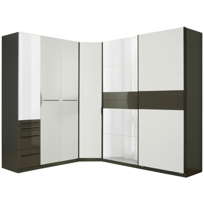 Eckschrank Mit Spiegel B: 225cm Ondega Anthrazit/Weiß