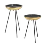 Möbelix Beistelltisch Set 2-teilig Goldfarben/schwarz
