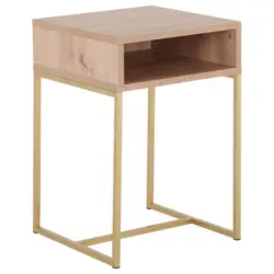 Nachtkästchen Goldfarben/eiche H: 59 Cm Nakko