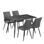 Möbelix Essgruppe Morgan 5-teilig Metall/ Textil Grau/schwarz