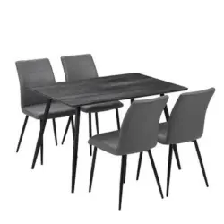 Essgruppe Morgan 5-teilig Metall/ Textil Grau/schwarz